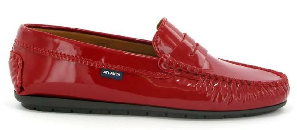 Altanta Mocassin Red Patent Leather Penny Loafer