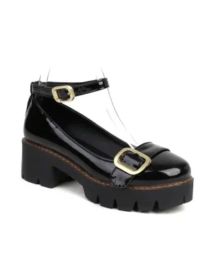Ankle Strap Buckles Round Toe&Loafers