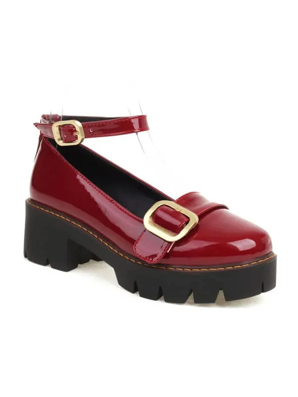 Ankle Strap Buckles Round Toe&Loafers