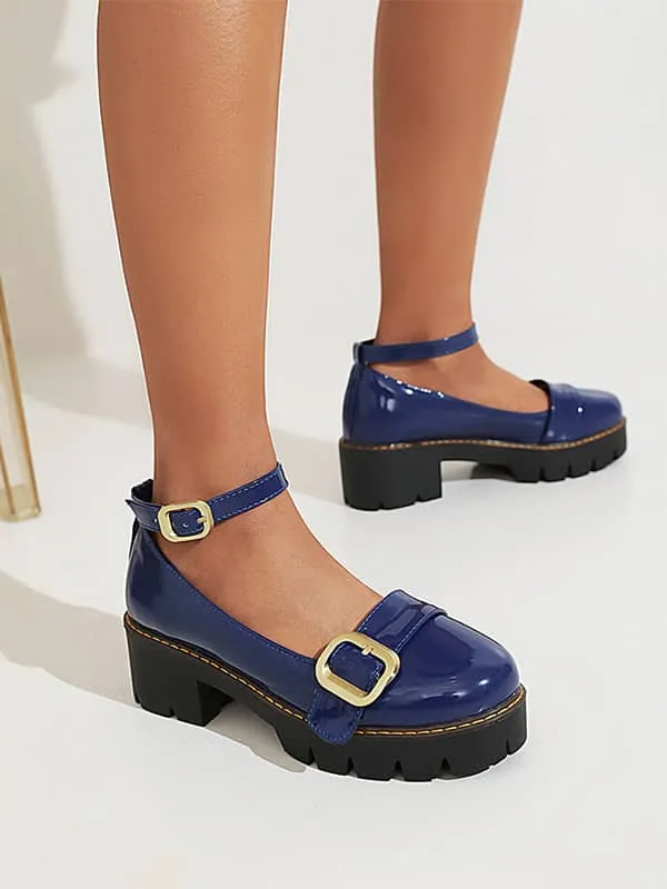 Ankle Strap Buckles Round Toe&Loafers