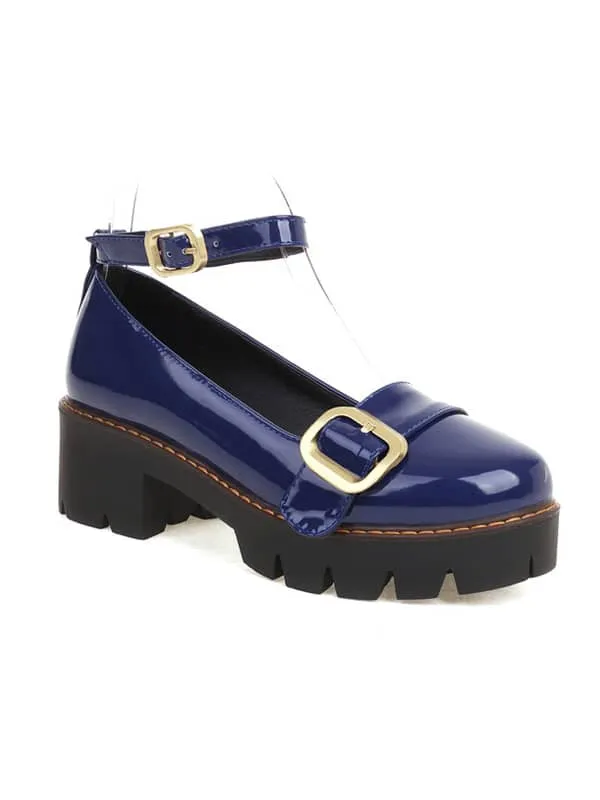 Ankle Strap Buckles Round Toe&Loafers