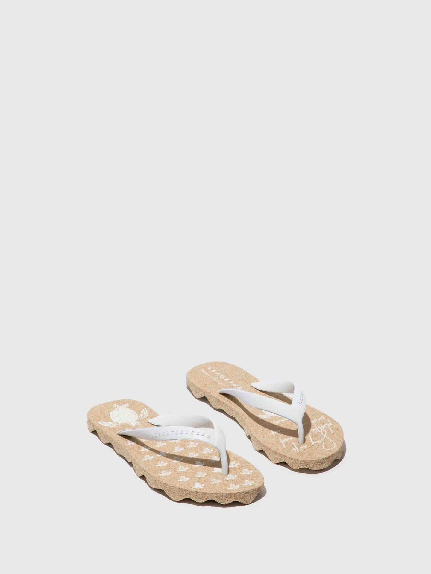 Beach Flip-Flops TURTLE Natural & white strap