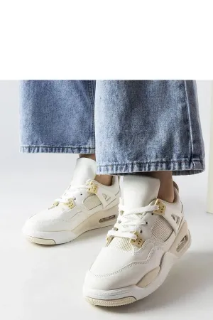 Beige sneakers on white rubber sole