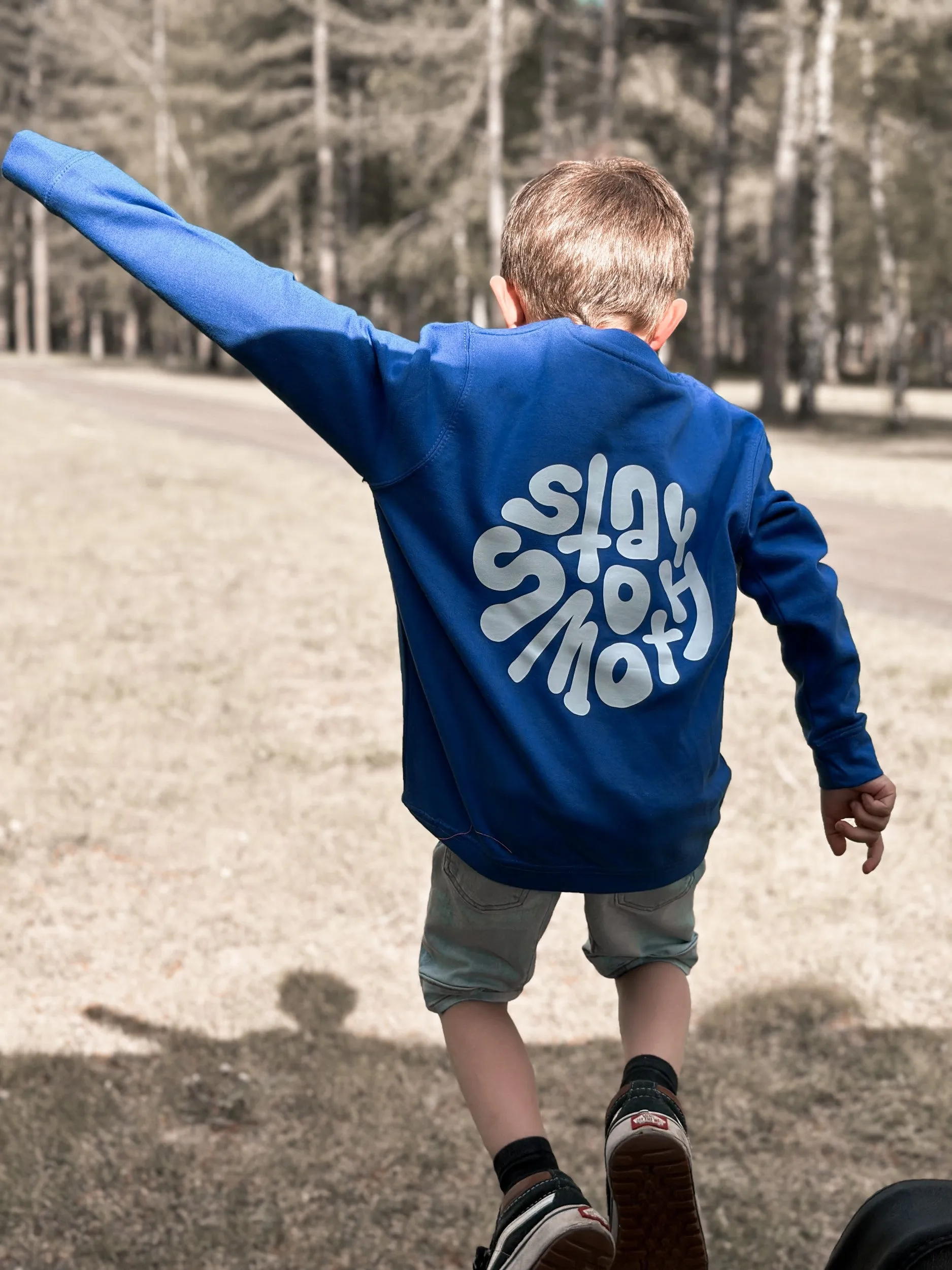 Blue Kids Crew / Stay Smooth White Front Back Boys