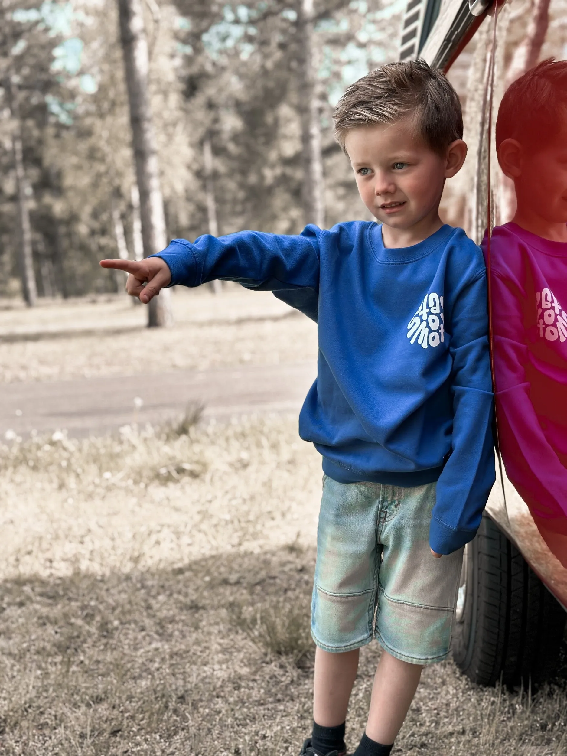 Blue Kids Crew / Stay Smooth White Front Back Boys