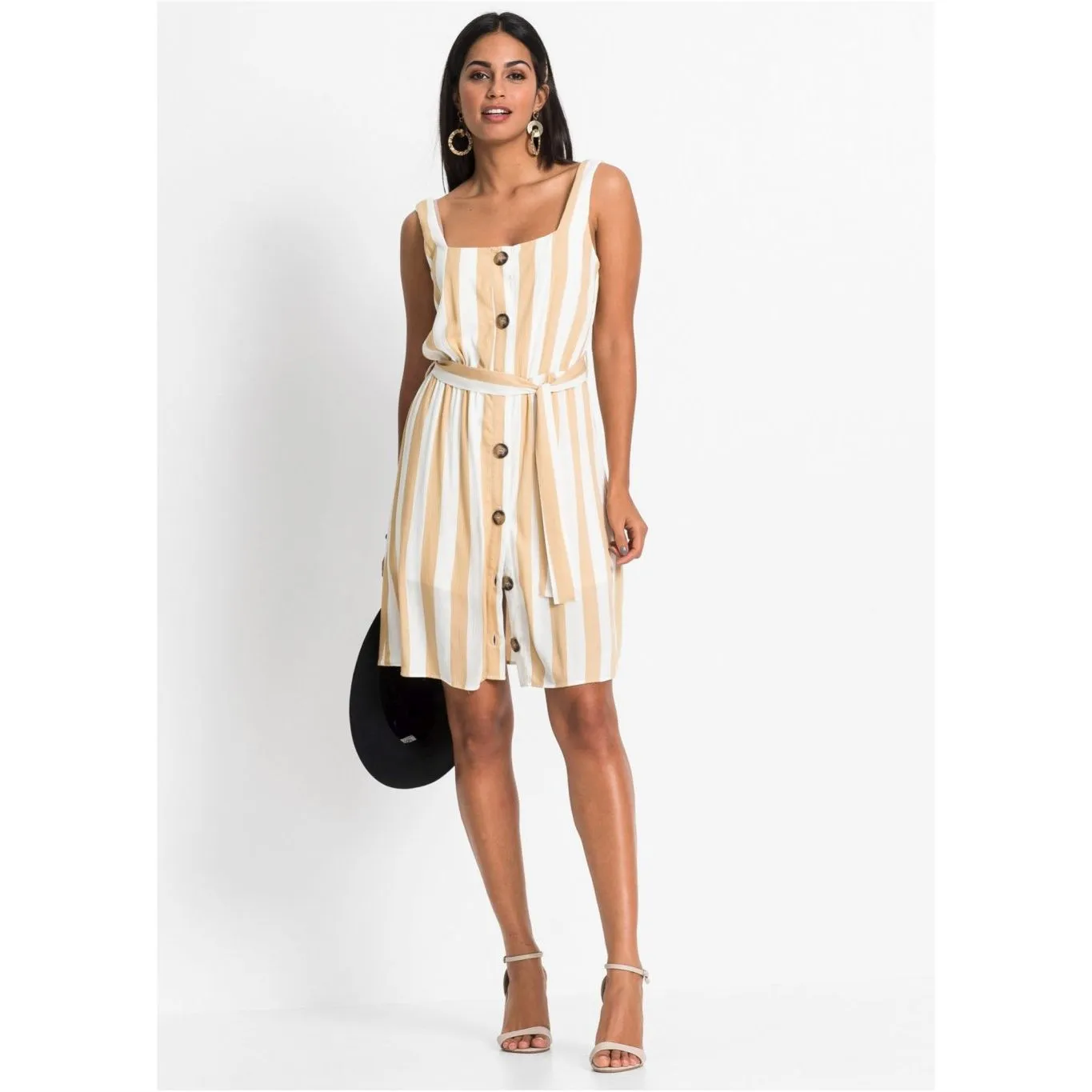 Bodyflirt Ivory Stripped Belted Dress