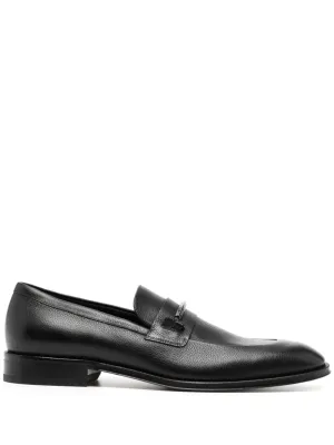 BOSS 30mm Grained Leather Loafers Black