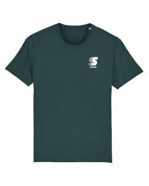 Bottle Green T / S Striped White Front Men