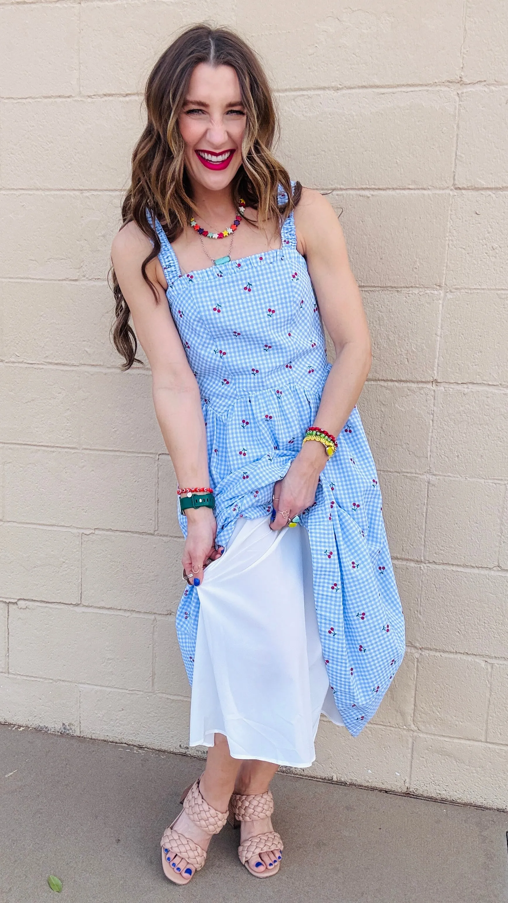 Cherry Blossom Gingham Sundress