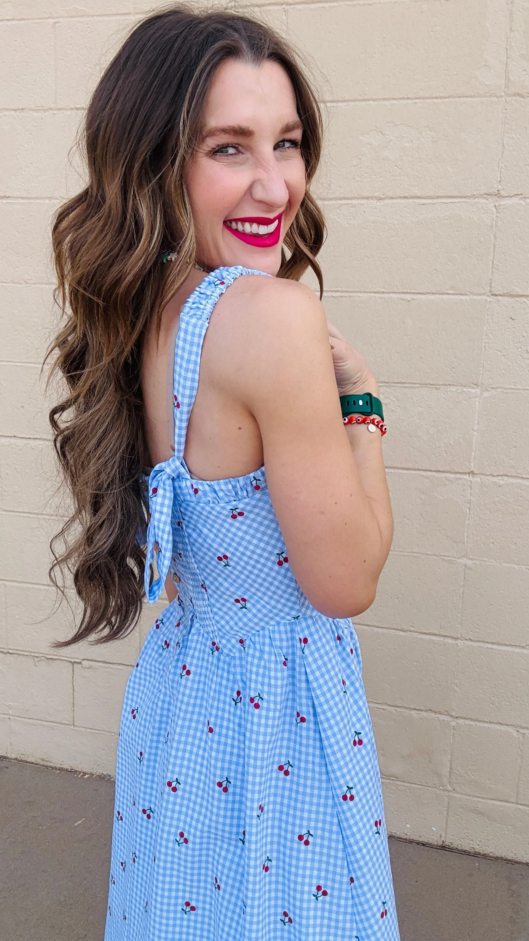 Cherry Blossom Gingham Sundress