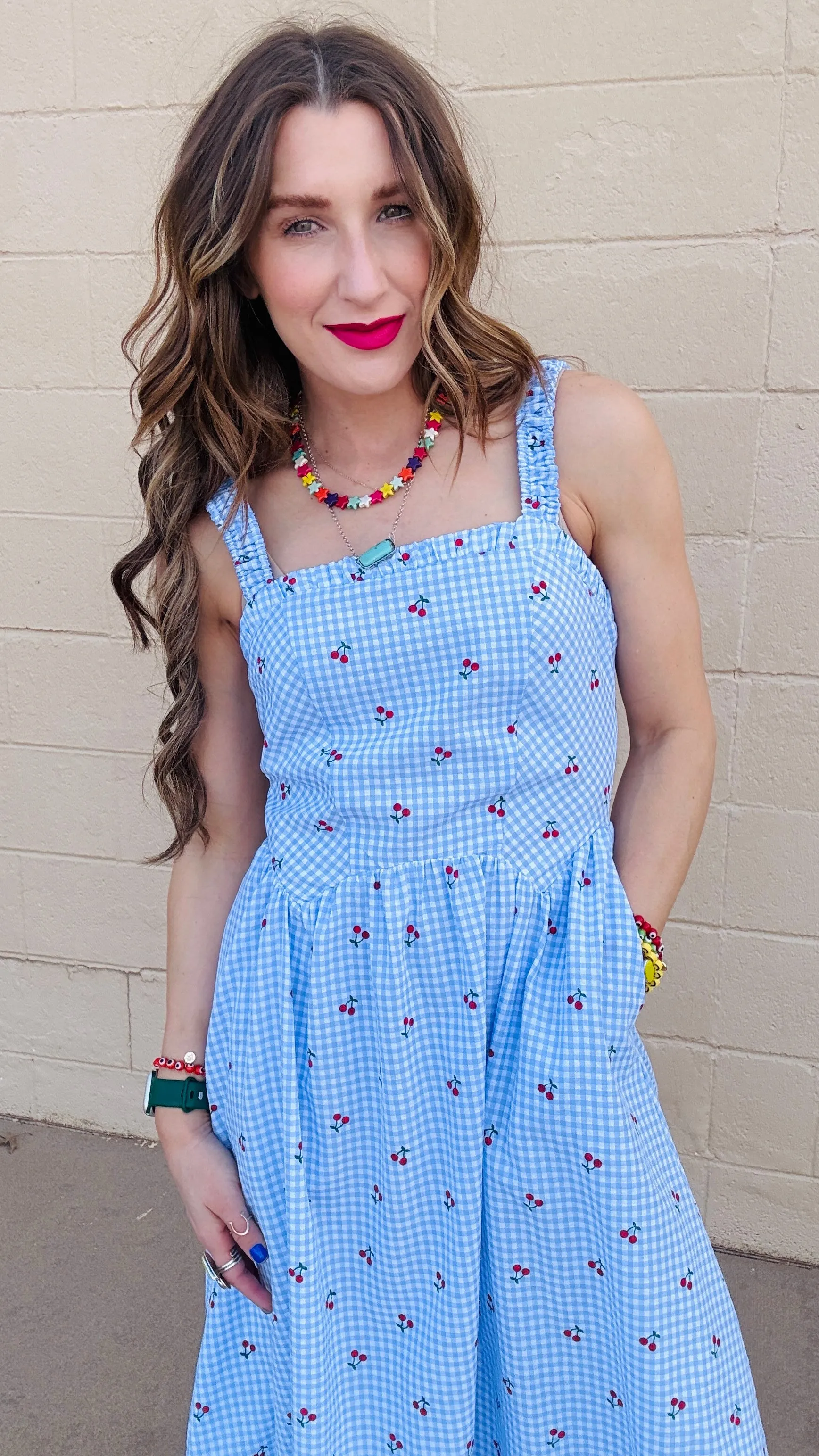 Cherry Blossom Gingham Sundress