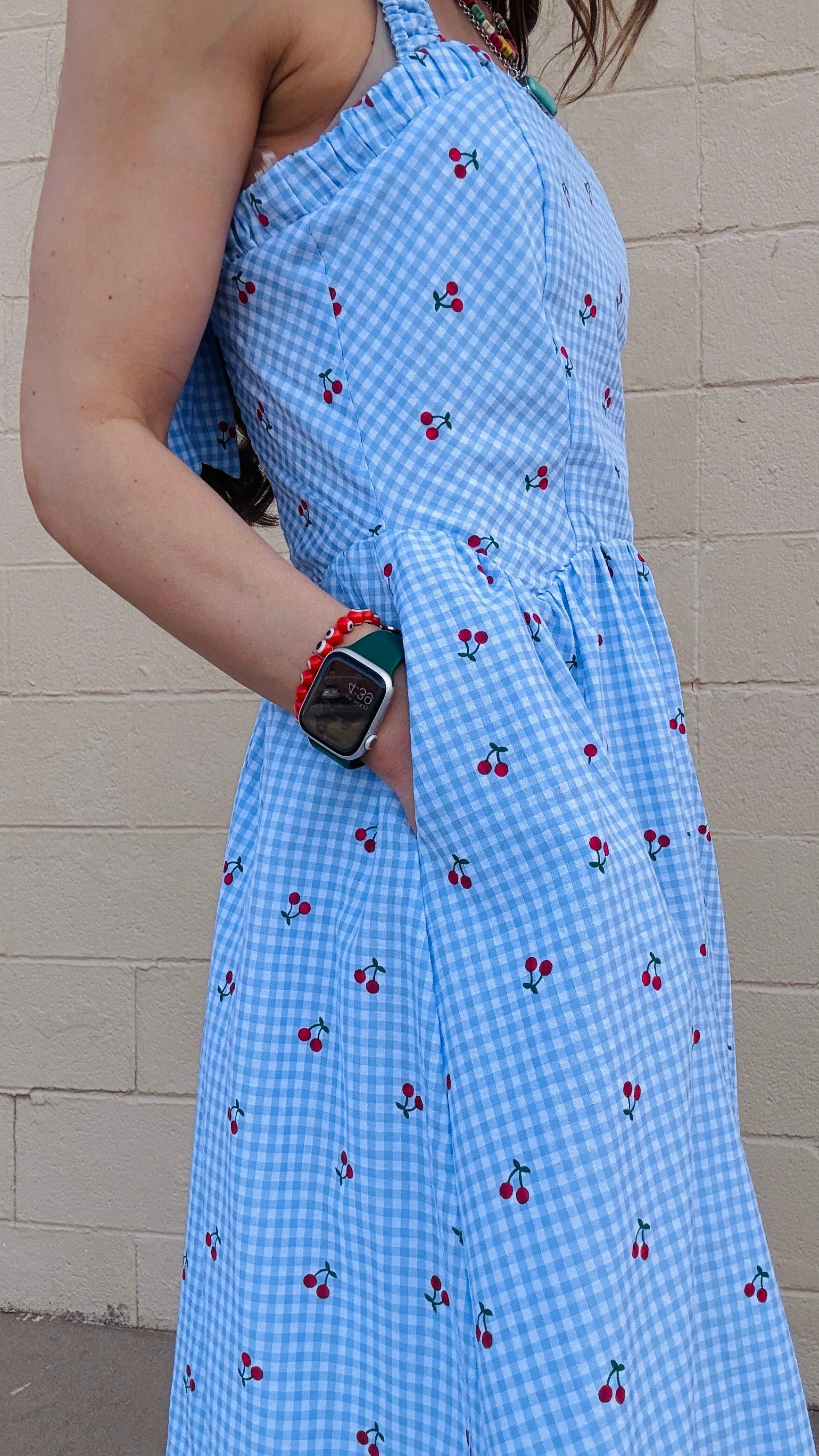 Cherry Blossom Gingham Sundress