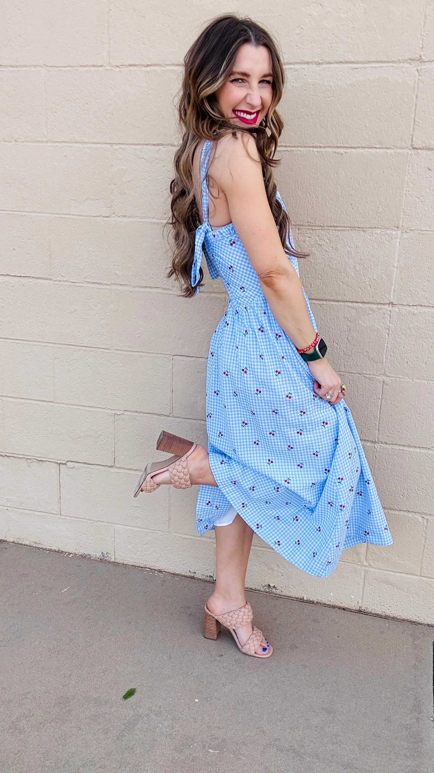 Cherry Blossom Gingham Sundress