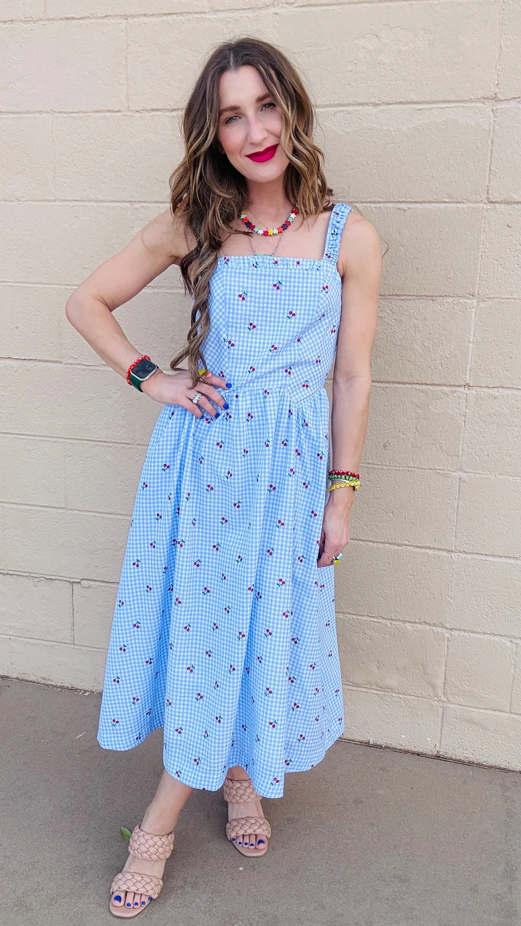 Cherry Blossom Gingham Sundress