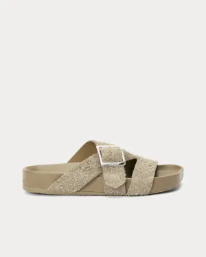 Ease Buckle Brushed Suede Khaki Green Slides