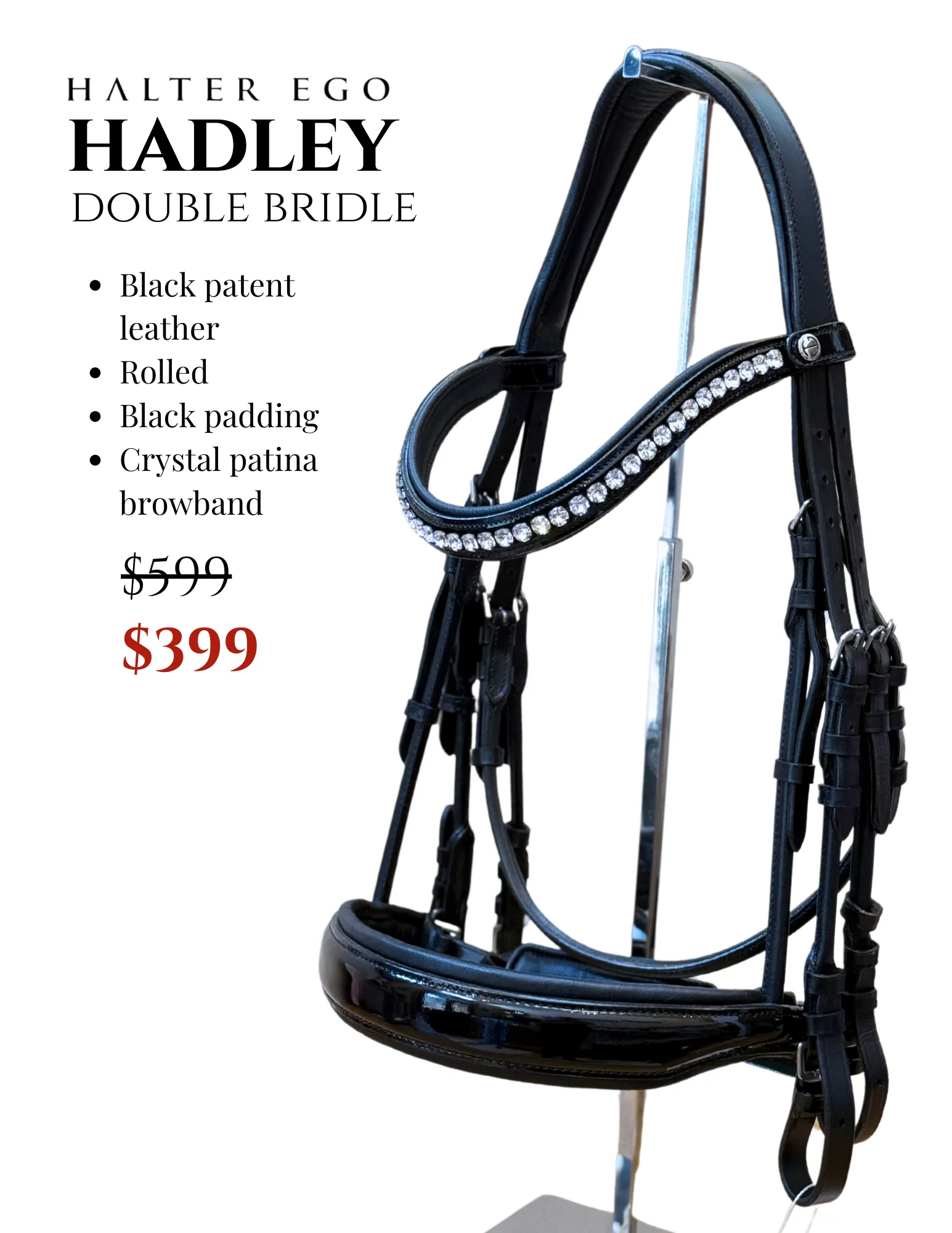 Hadley Rolled Patent Double Bridle