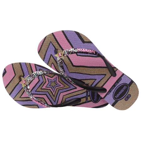 HAVAIANAS KIDS SLIM GLITTER TRENDY - BLACK