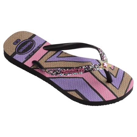 HAVAIANAS KIDS SLIM GLITTER TRENDY - BLACK