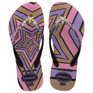 HAVAIANAS KIDS SLIM GLITTER TRENDY - BLACK