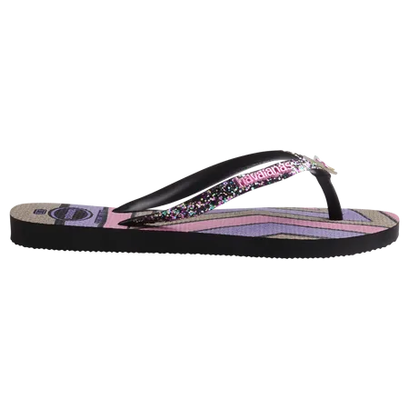 HAVAIANAS KIDS SLIM GLITTER TRENDY - BLACK