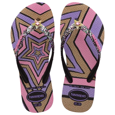 HAVAIANAS KIDS SLIM GLITTER TRENDY - BLACK