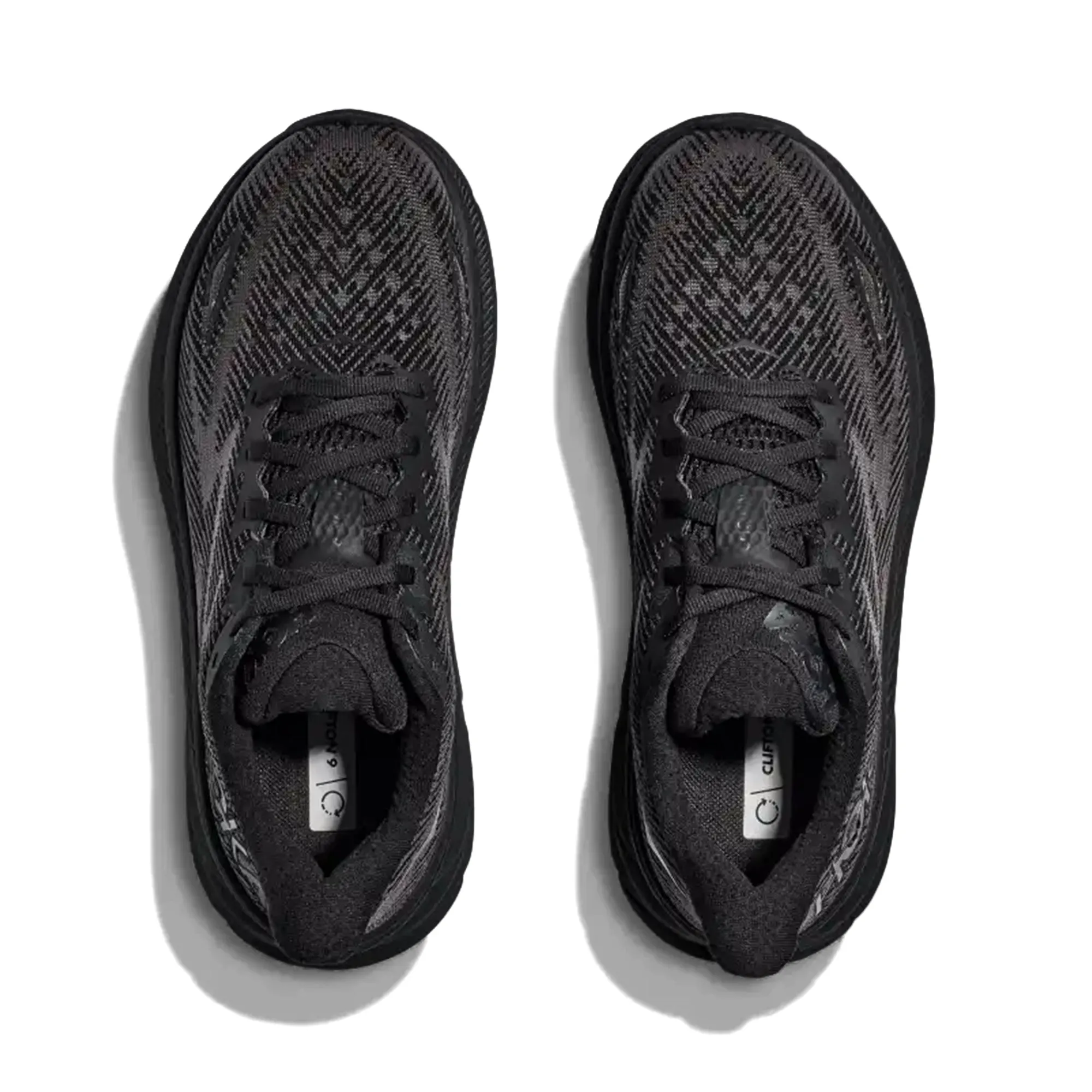 HOKA WOMEN'S RUNNING SHOES CLIFTON 9 BLACK/BLACK