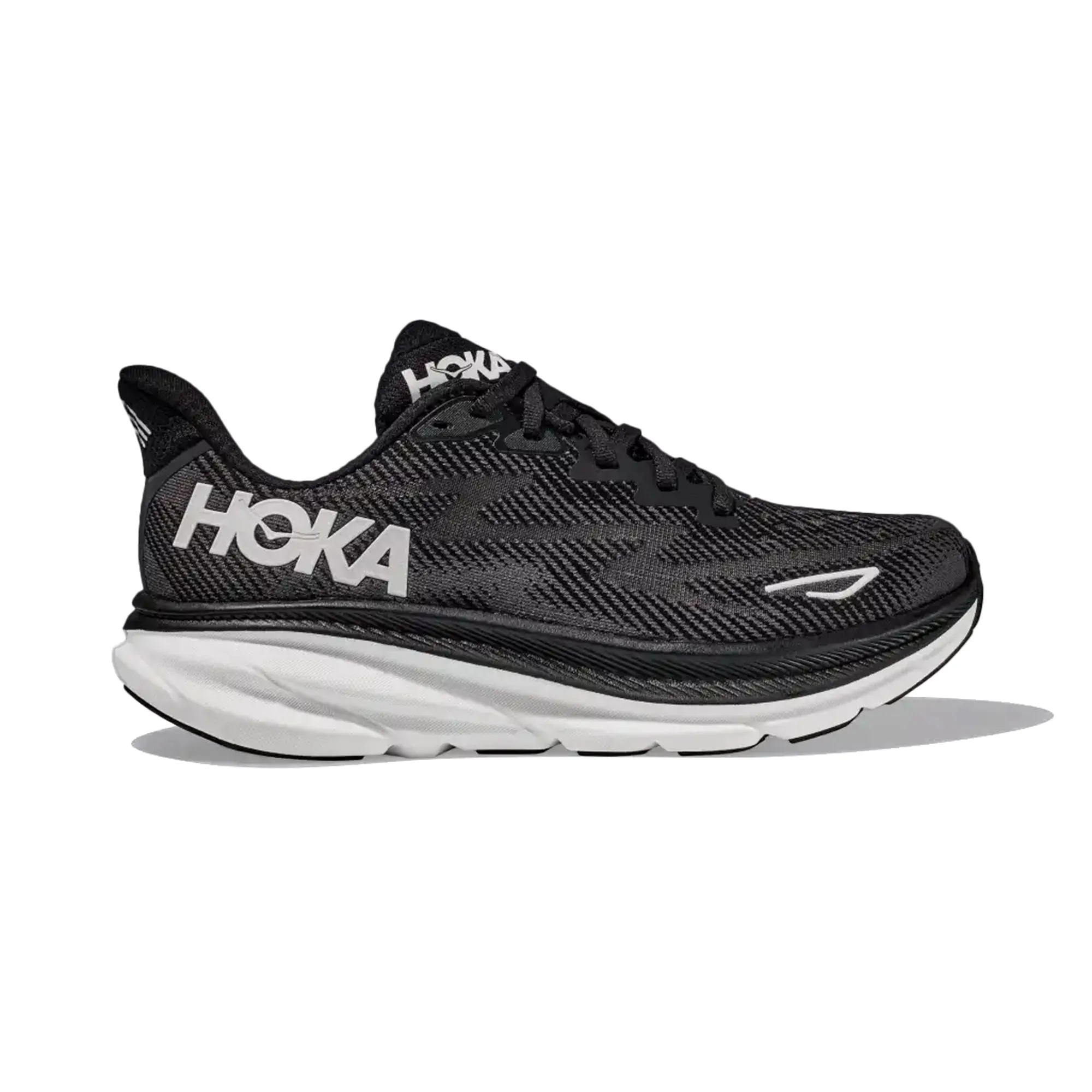 HOKA WOMEN'S RUNNING SHOES CLIFTON 9 BLACK/WHITE