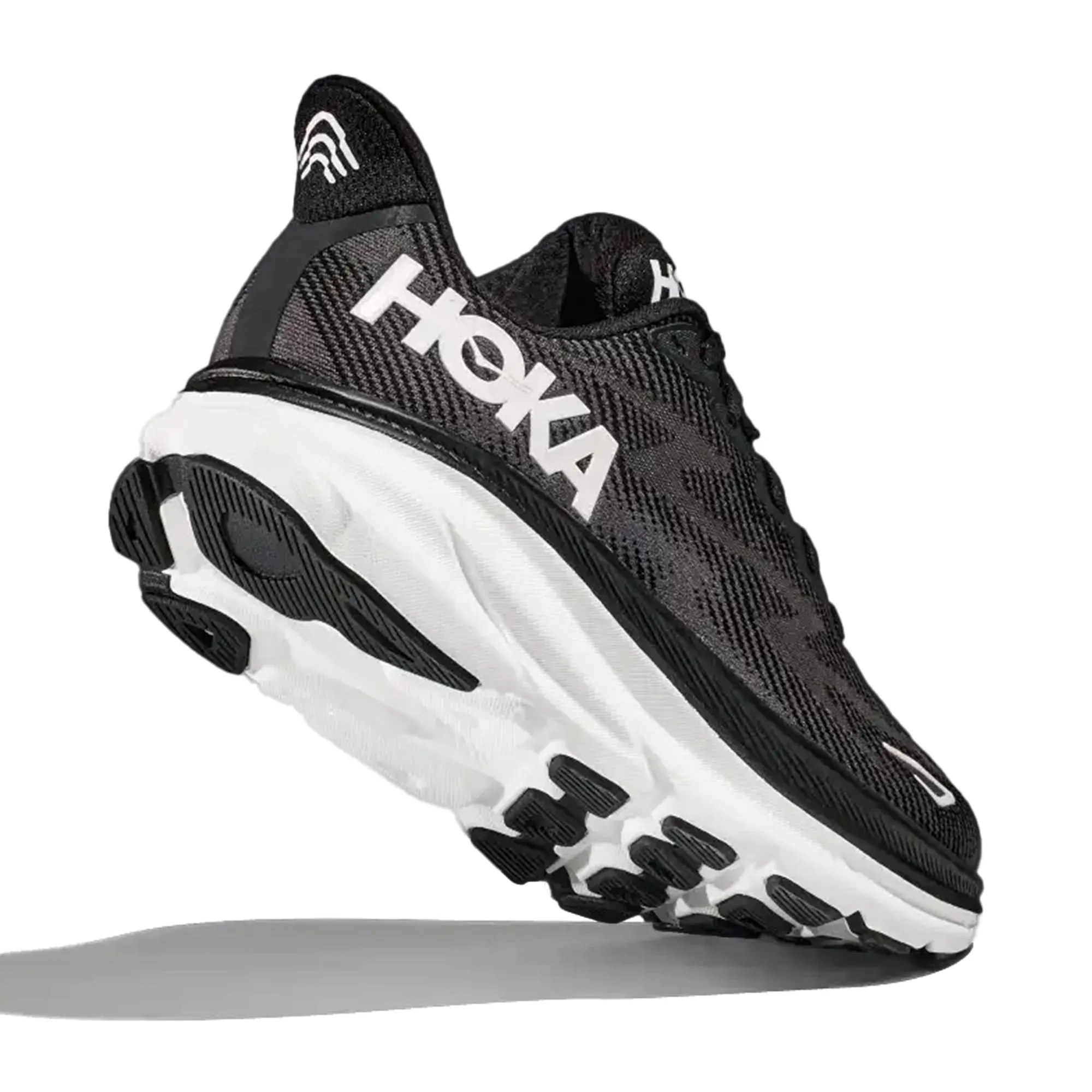 HOKA WOMEN'S RUNNING SHOES CLIFTON 9 BLACK/WHITE