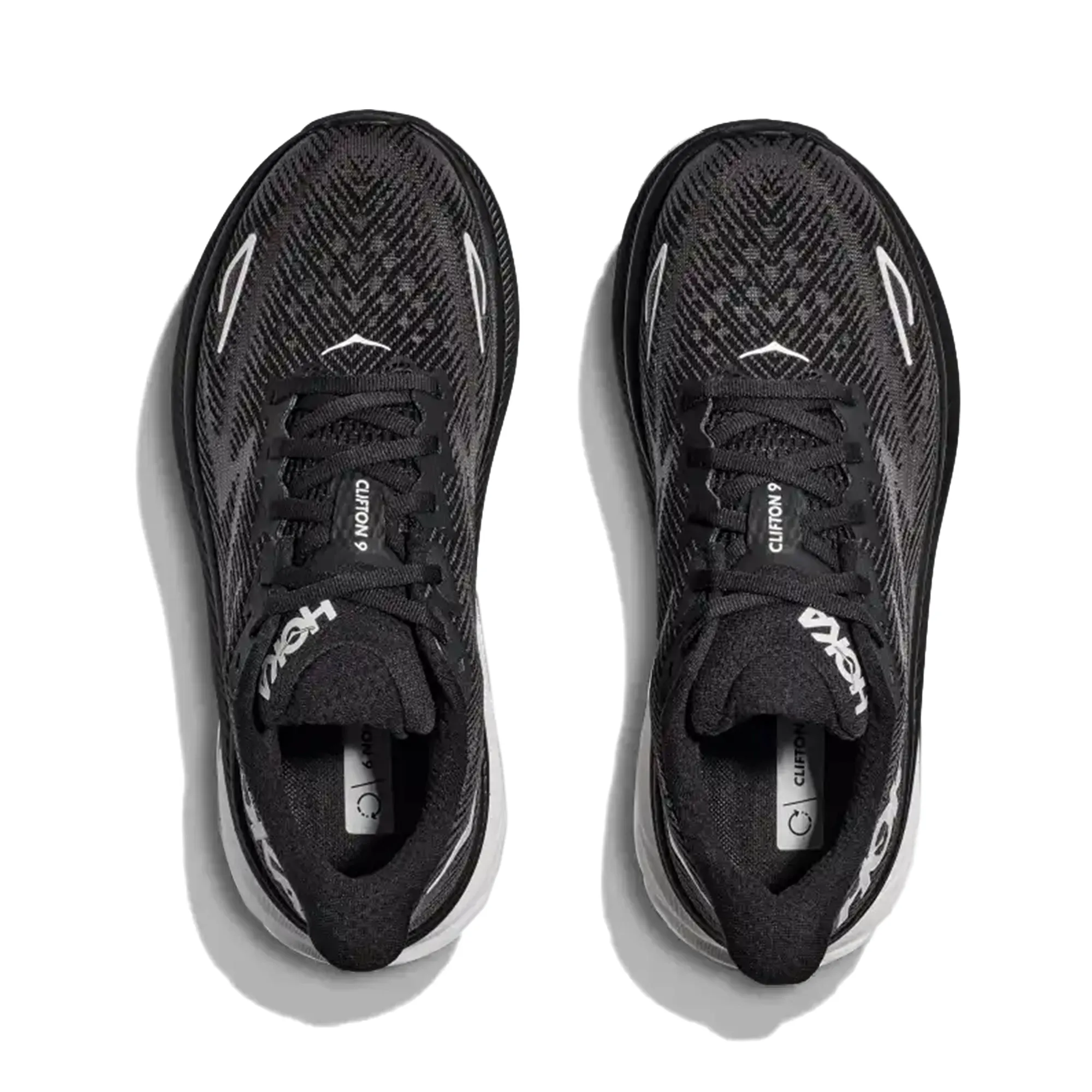 HOKA WOMEN'S RUNNING SHOES CLIFTON 9 BLACK/WHITE