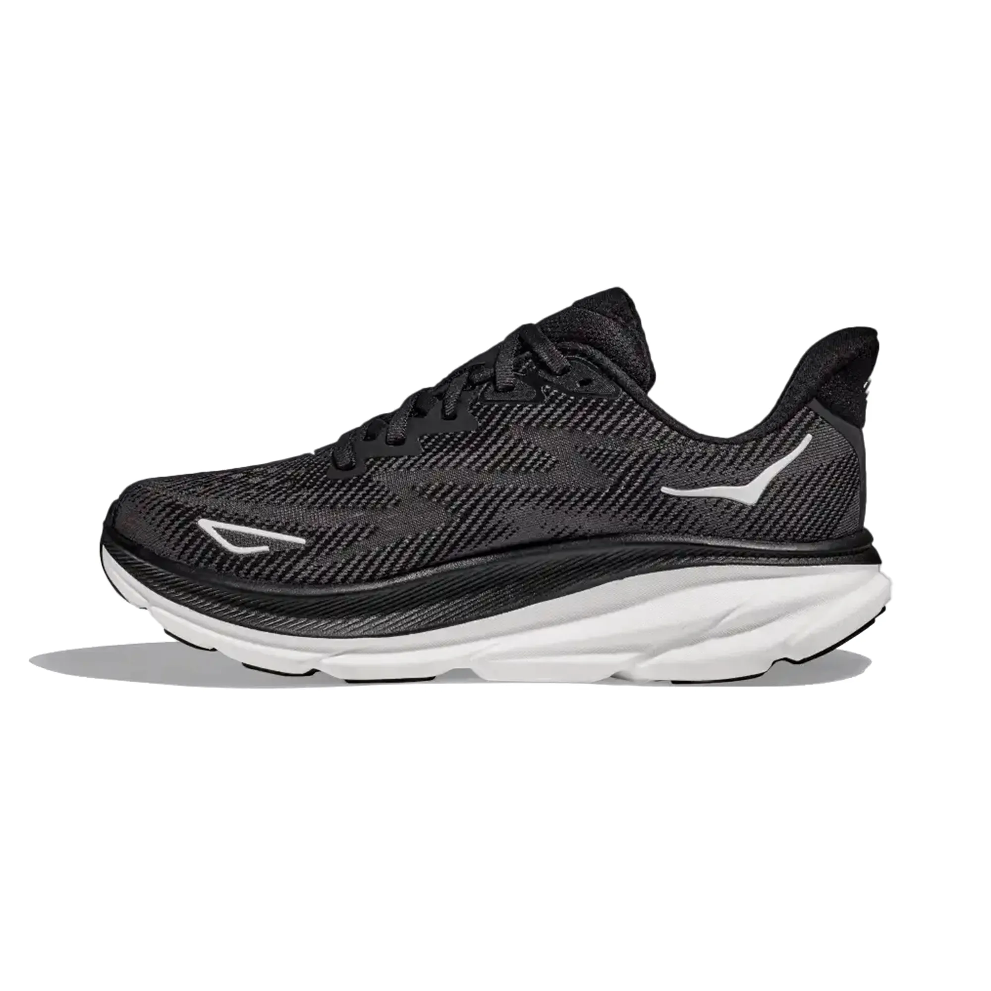 HOKA WOMEN'S RUNNING SHOES CLIFTON 9 BLACK/WHITE