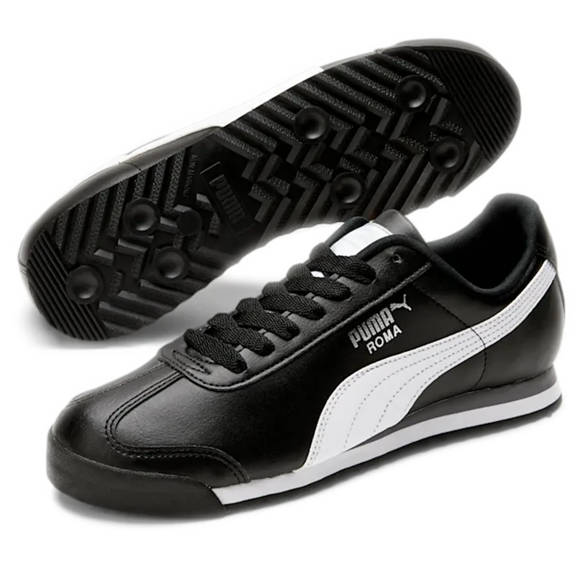 Men's Puma Roma Basic Shoes - Black/ White