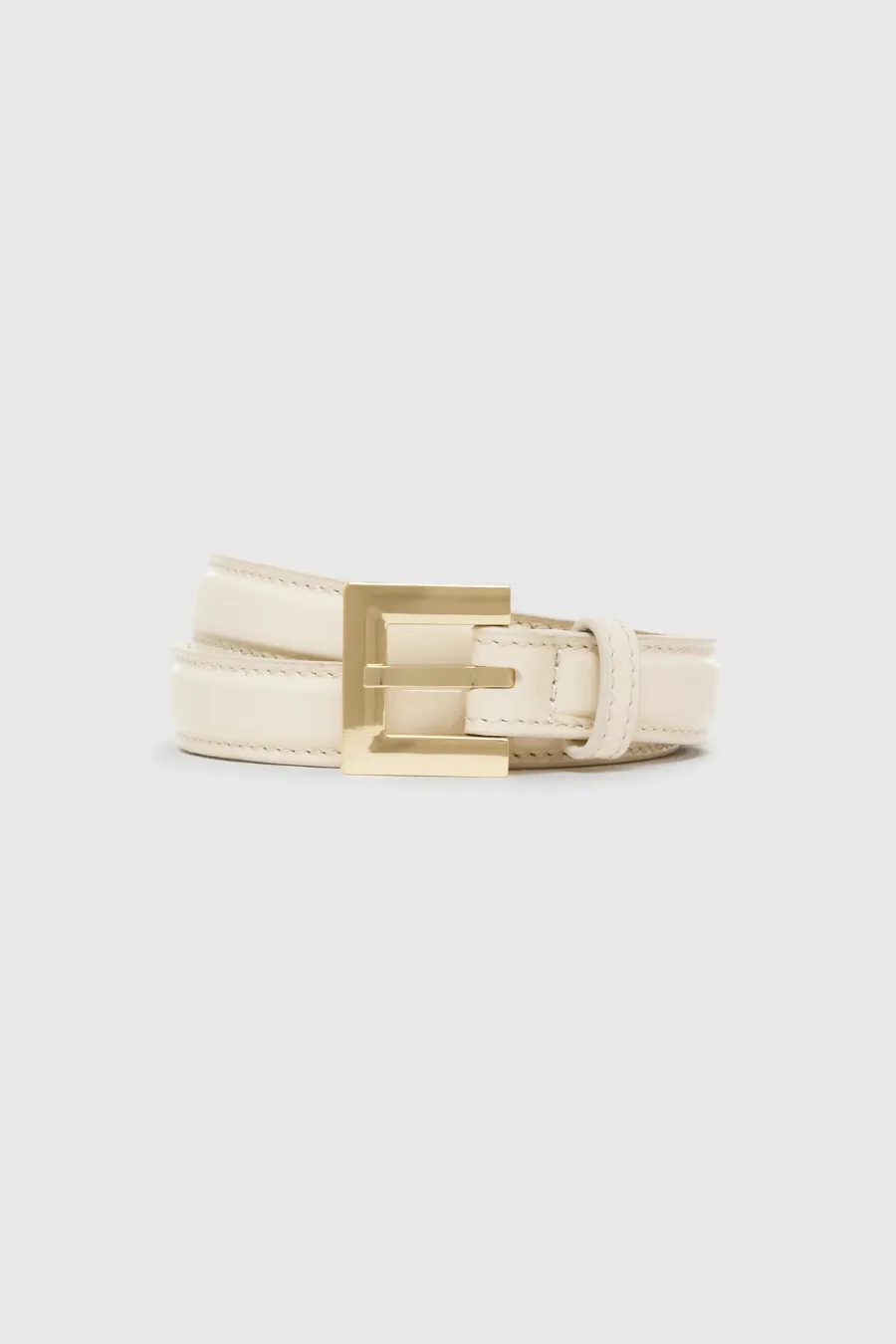 Nicola Belt Bone Crinkled Patent