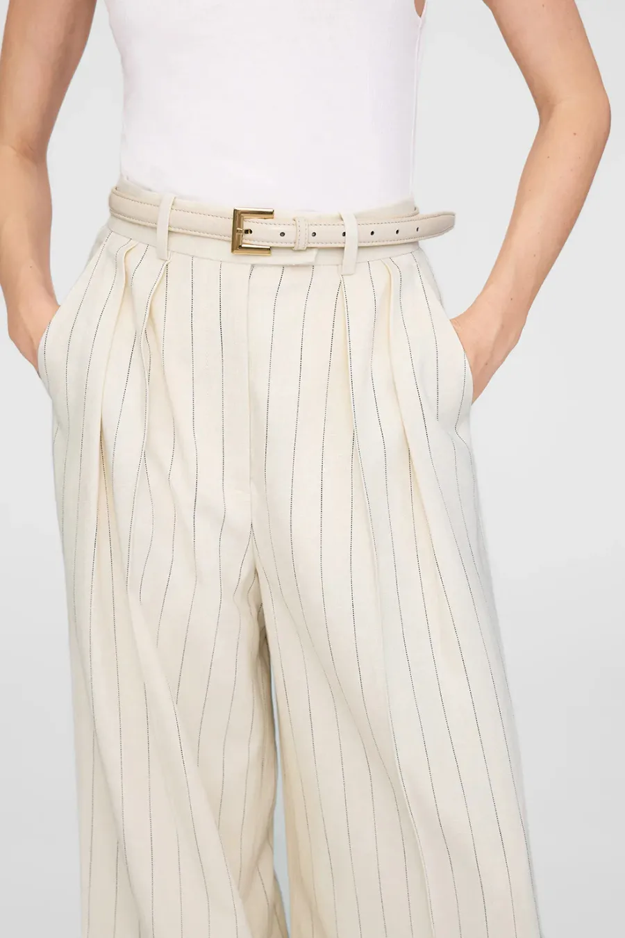 Nicola Belt Bone Crinkled Patent