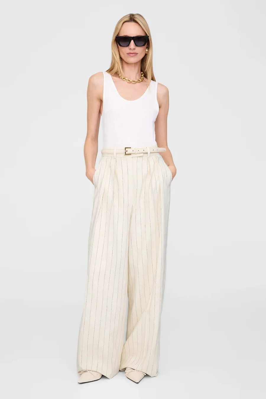 Nicola Belt Bone Crinkled Patent