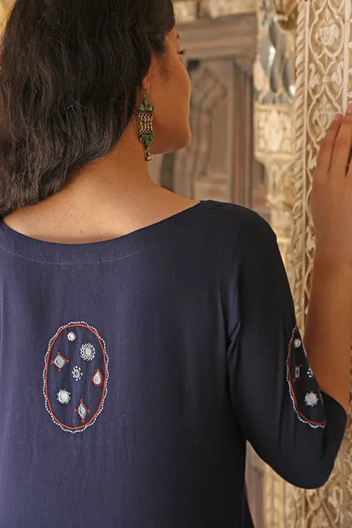 Okhai 'Riverbank' Pure Cotton Hand Embroidered Mirror Work Kurta Pant Set