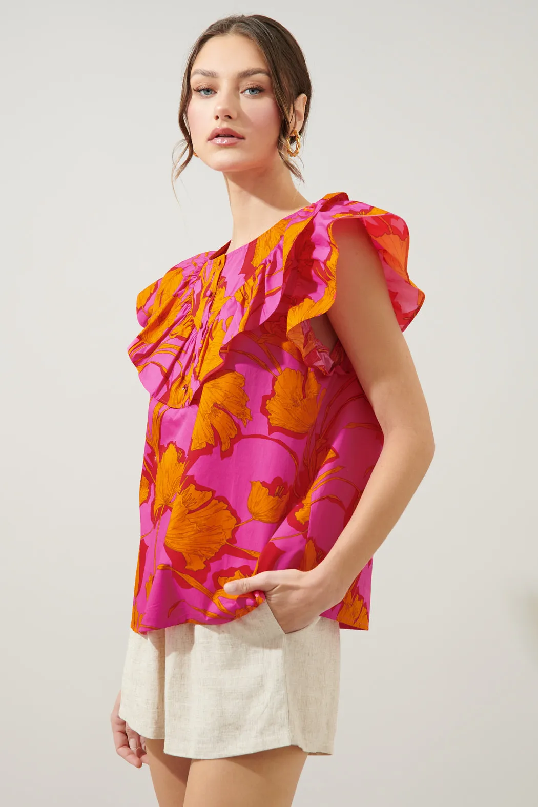 Passion Punch Dazed Ruffle Henley Blouse