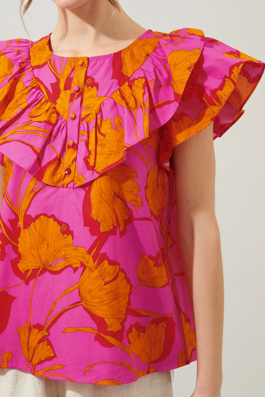 Passion Punch Dazed Ruffle Henley Blouse