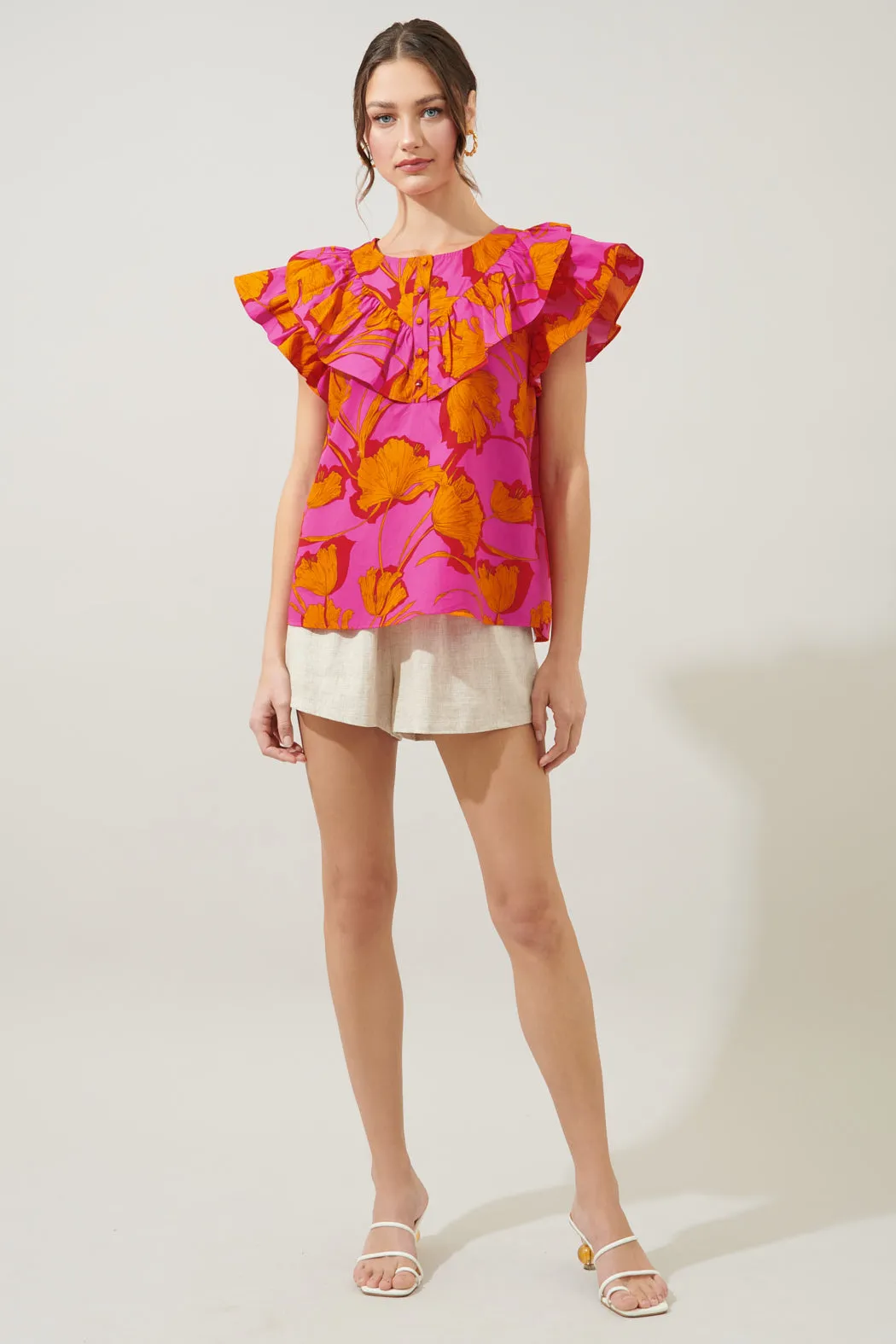 Passion Punch Dazed Ruffle Henley Blouse
