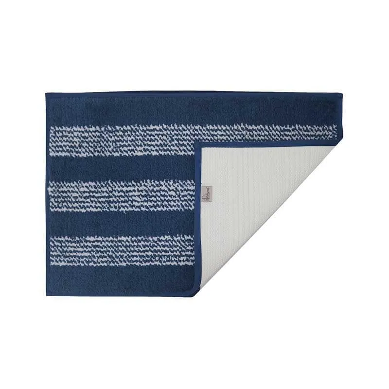 Peacock Blue Striped Microfiber Bathmat
