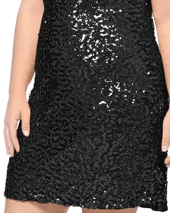 Sequin Ruched Sleeve Cocktail Dress | Black