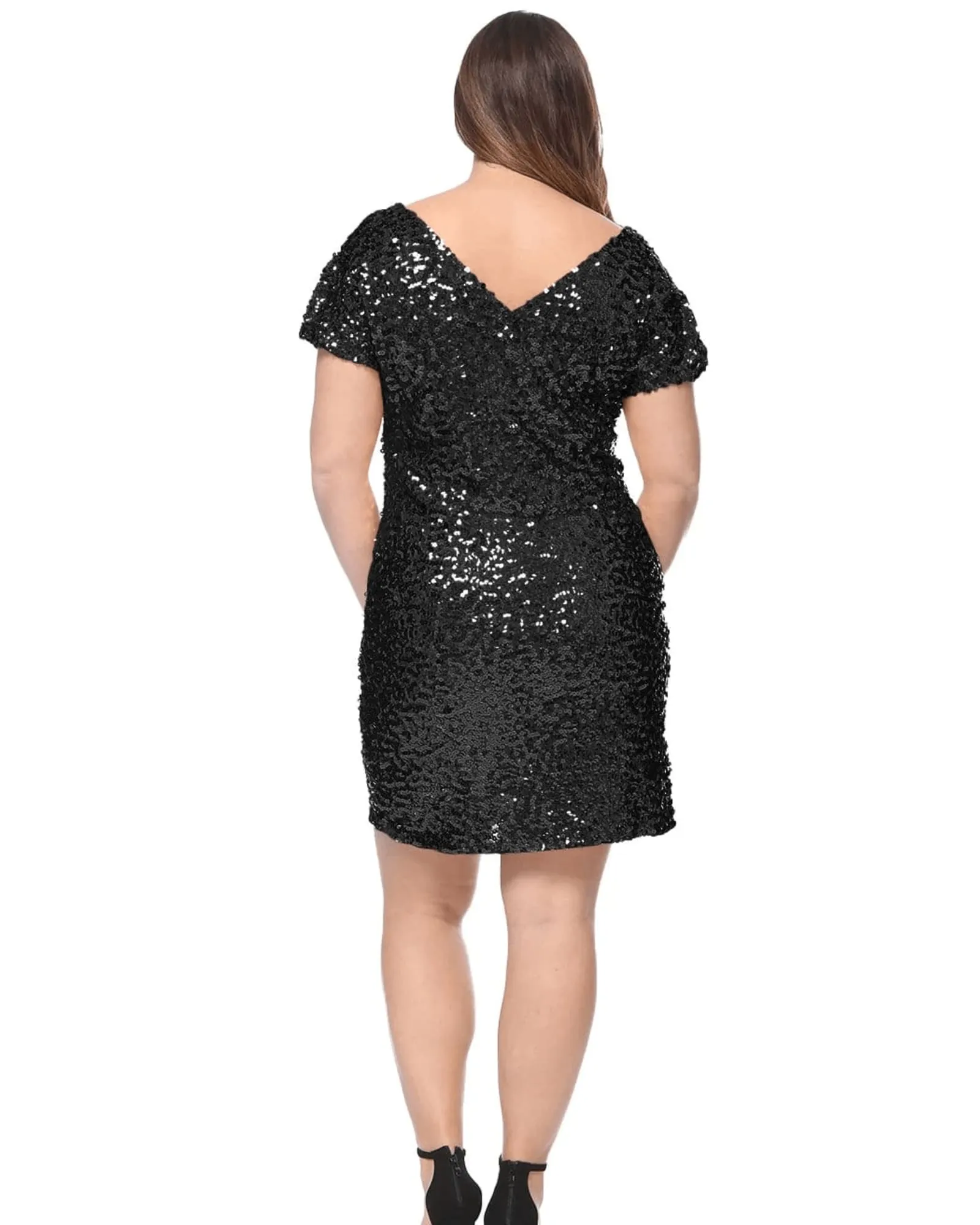 Sequin Ruched Sleeve Cocktail Dress | Black