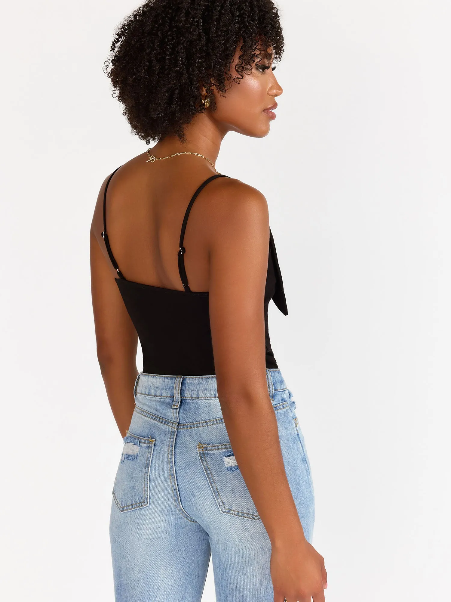 Sleeveless Satin Bow Front Bodysuit - Fore Collection