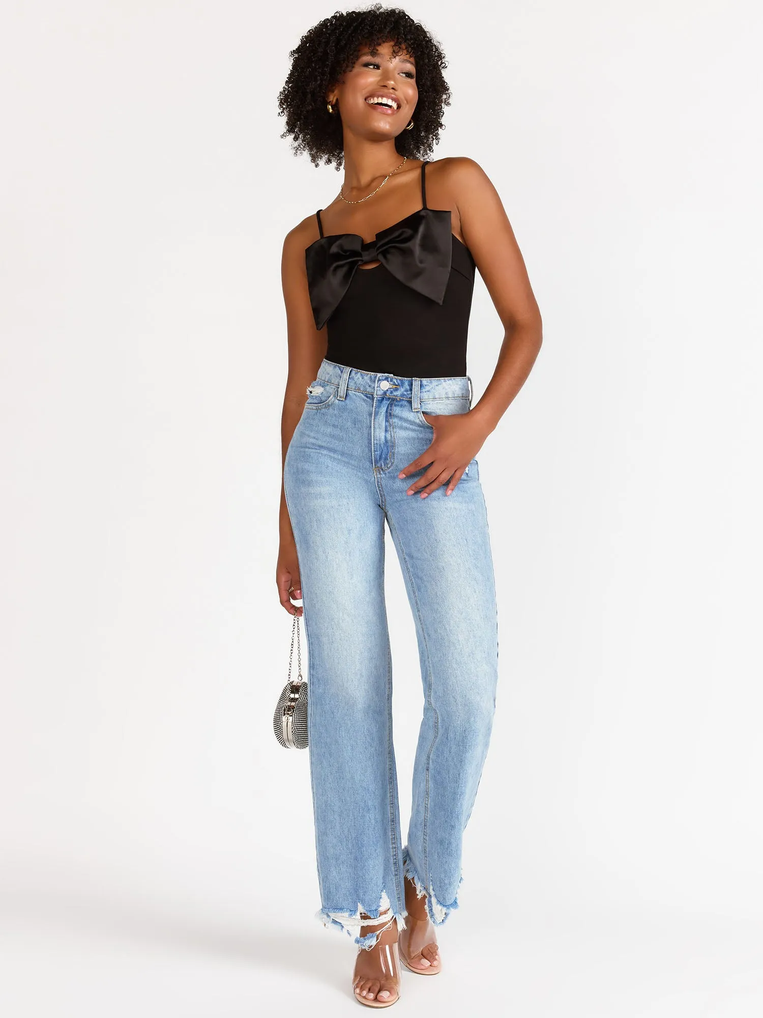 Sleeveless Satin Bow Front Bodysuit - Fore Collection