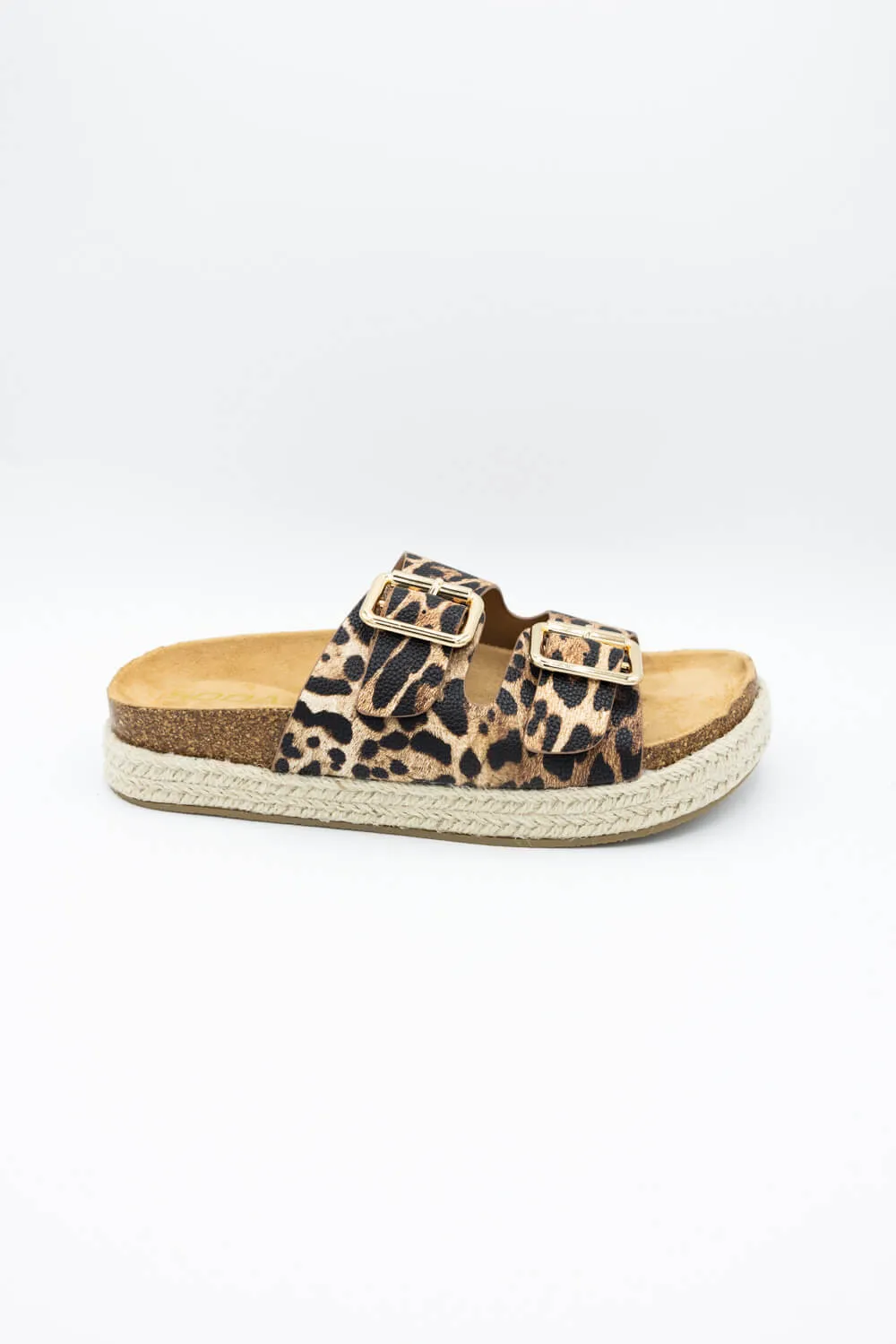 Soda Marfa Buckle Platform Sandals for Women in Leopard | MARFA-S NAT LEOPARD