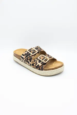 Soda Marfa Buckle Platform Sandals for Women in Leopard | MARFA-S NAT LEOPARD