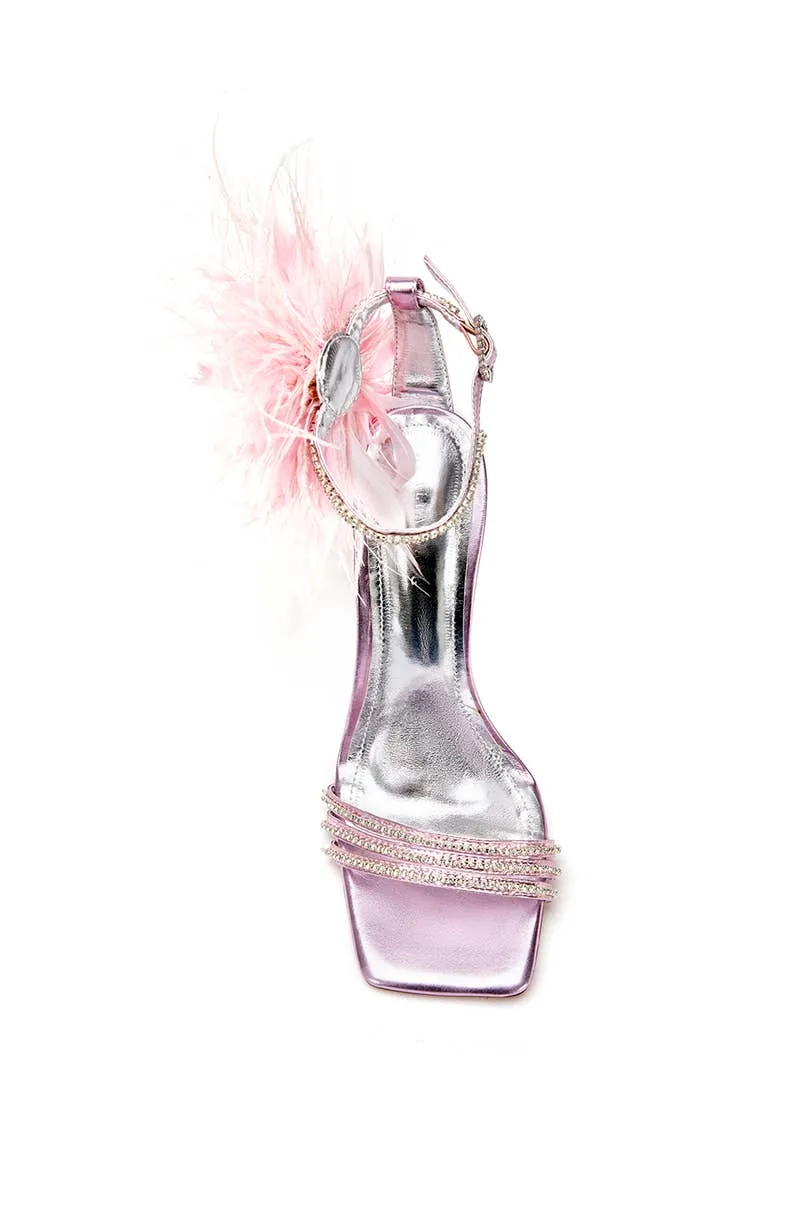 Stiletto Feather Crytal Sandal Heels