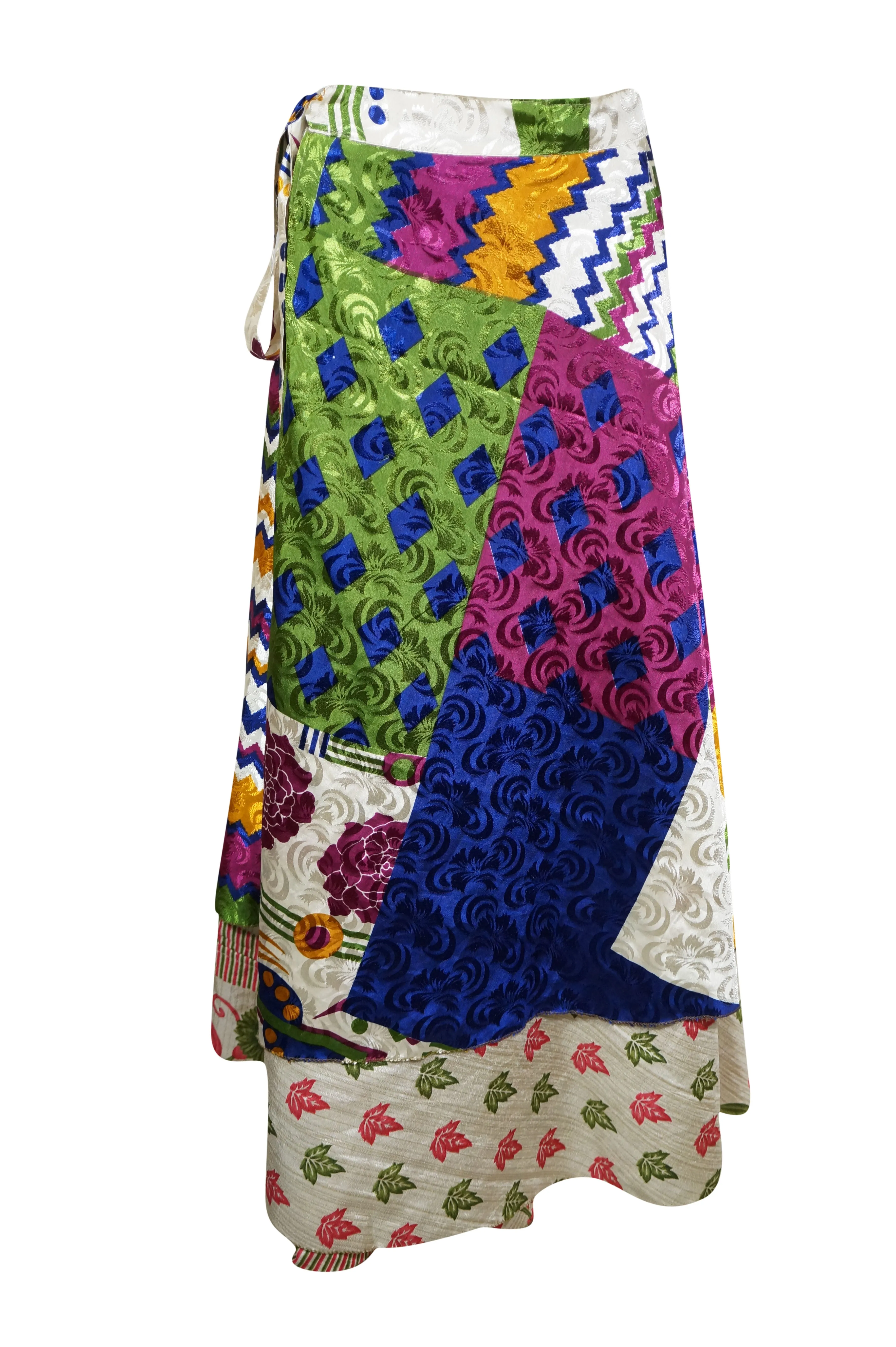 Trendy Wrap Skirt Multicolor Floral Printed Summer Beach Skirt One size