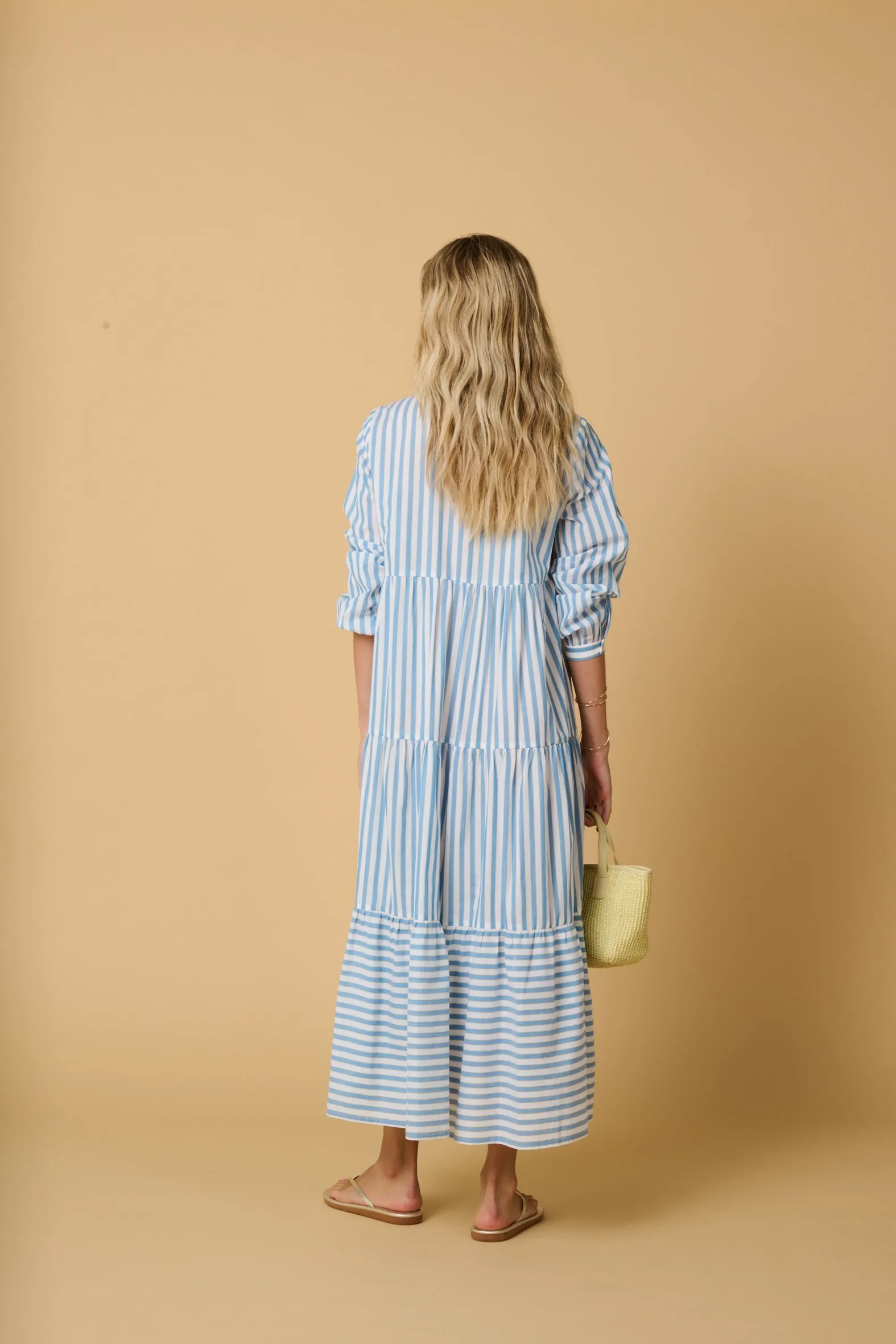 Urania Long Dress Sky/Yellow Stripes