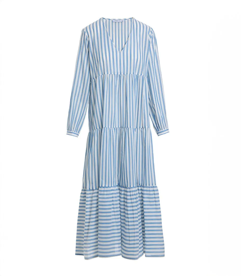 Urania Long Dress Sky/Yellow Stripes