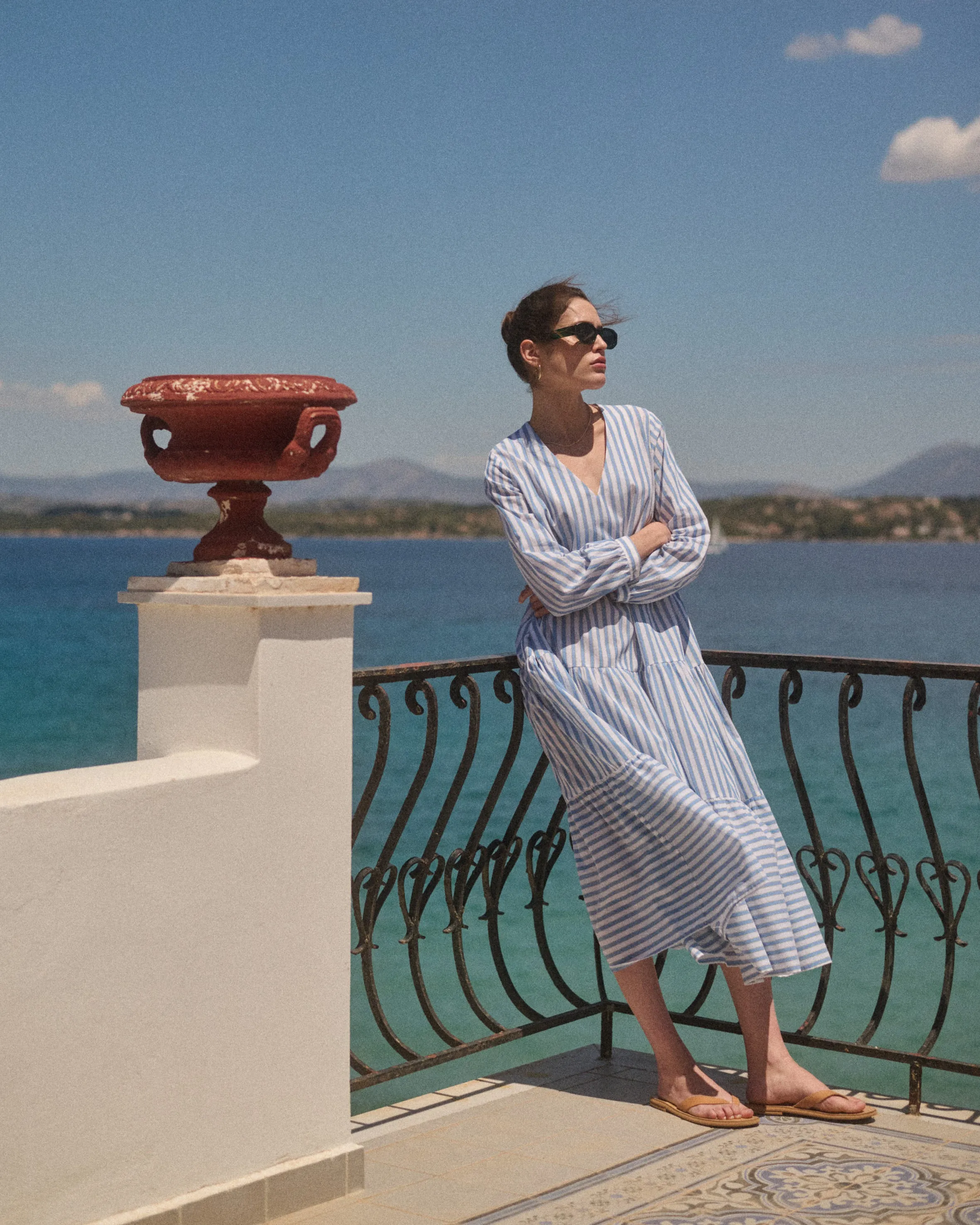 Urania Long Dress Sky/Yellow Stripes